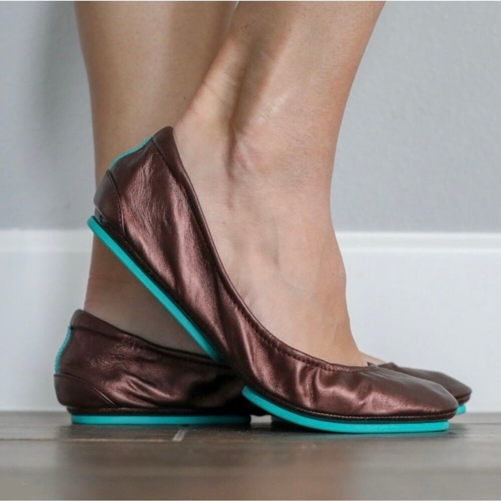 Tieks Sz 8 Ballet Flat Rasberry Truffle Brown Metallic Leather By‎ Gavrieli RARE